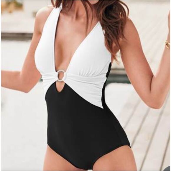 VENUS Other - NEW Venus One Piece Swimsuit Size 22 Black & White Cut Out Classic Swim Beach